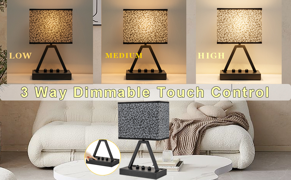 3-way dimmable table lamp with touch control