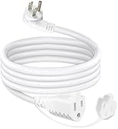3FT White Flat Plug Outdoor Extension Cord - Weatherproof Garden Low Profile Flat Plug 3 Prong In...