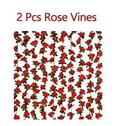 BLEUM CADE 2Pcs 16.4Ft Flower Garland Artificial Rose Vines for Bedroom, Cute Fake Hanging Flower...