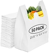 50 Pack white unprinted Tshirt reusable grocery shopping bags
