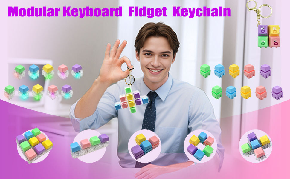 10-Pack Modular Keyboard Fidget Toy