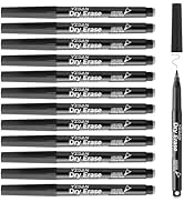YISAN Black Dry Erase Markers Ultra Fine Tip,0.7mm Extra Fine Point, Whiteboard Markers with Eras...