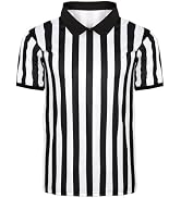 HIGHRAZON Men Referee Shirt, Official Ref Shirt Jersey Collared, Short Sleeve Referee Costume, Ba...