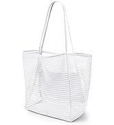 KALIDI Beach Mesh Tote Bag, Casual Tote Bag Hobo Women Foldable MAX 23L Shoulder Bag For Beach Pi...