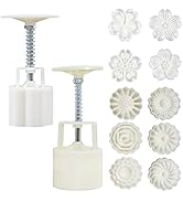 Accfore 2 Pack Moon Cake Mold,50g Moon Cake Press Mould Maker Hand Printed Flower Cutter Baking T...