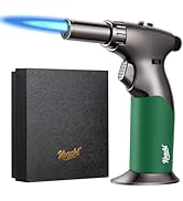 KOACKL Dual Flame Butane Torch Lighter, Refillable Kitchen Torch, Adjustable Flame with Ignition ...
