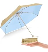 ESUFEIR Mini Travel Sun Umbrella for Purse-Small Compact UV Umbrella UV Blocker-Lightweight Porta...