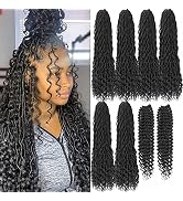 8 Packs New Goddess Locs Crochet Hair 22 Inch River Curls Crochet Hair Faux Locs Wavy Crochet Cur...