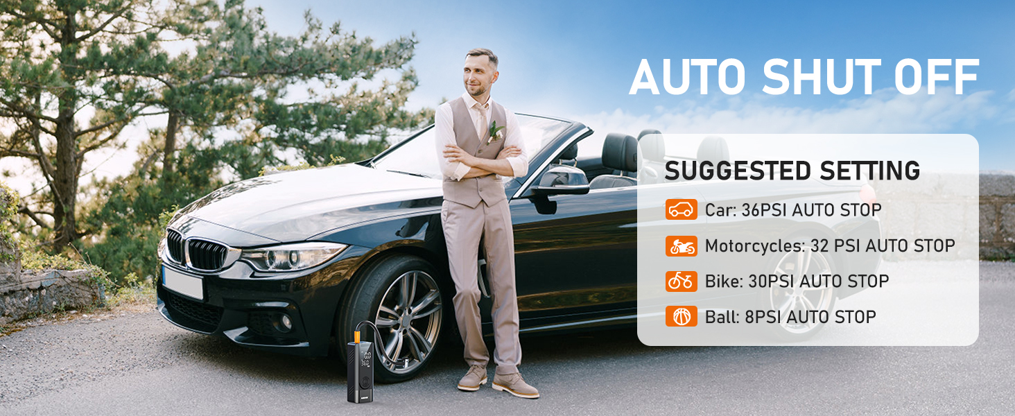 Tire Inflator Portable Air Compressor Cordless Air Pump for Car Tires Bike Motorcycle Ball