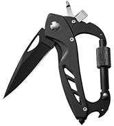Multitool Carabiner with Pocket Knife, 6-in-1 Multi Tools with Window Breaker, Bottle Opener and ...
