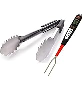 Digital Meat Thermometer and Heavy Duty Tongs BBQ Tools for Grilling Smoking Outdoor Cooking Inst...