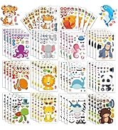 42 Sheets Make Your Own Ocean&Safari Animals Stickers Make A Face Stickers for Kids Toddlers with...