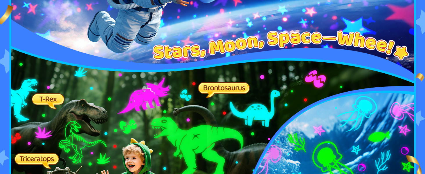 sensory toys glow in the dark stars lights for bedroom night light for kids night light projector