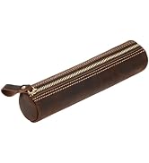 ECHSRT Small Pencil Pouch-Genuine Full-Grain Leather Pencil Case for Men- Vintage Leather Pouch f...