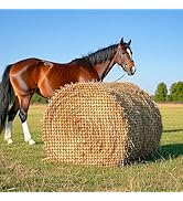 5x5 Ft Round Bale Hay Net, Square Slow Feeding Livestock Feeding Machine Promotes Healthy Digesti...