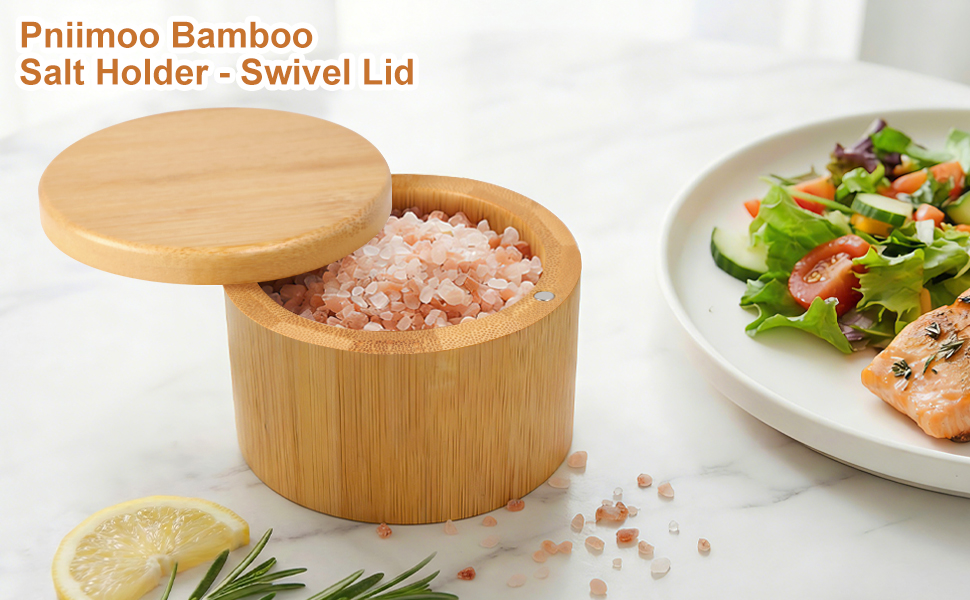 Bamboo Salt Container with Lid