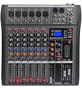 6 Channel Audio Mixer, Kmise Professional Sound Board Console Desk System Interface Digital USB M...