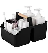 rejomiik Portable Shower Caddy Basket with Bamboo Handle, Plastic Cleaning Caddy Bathroom Organiz...