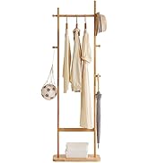 Aibiju Coat Rack Freestanding, Coat Tree Stand with Unique Design and 2 Rods, Clothes Racks for H...