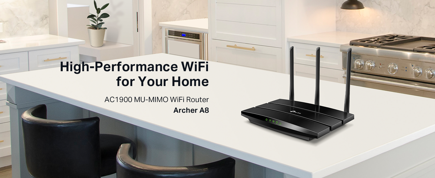 WiFi Network Router Dual Band Gigabit for Home - TP-Link AC1900 Archer A8