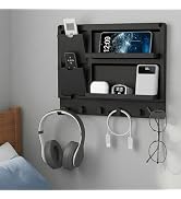 Lifewit Plastic Adhesive Bedside Shelf, Floating Pegboard Shelves, Key Remote Control Holder, Wal...