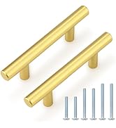 Probrico 5 Pack 3 Inch Center-to-Center Kitchen Cabinet Pulls T Bar Gold Cabinet Handles Modern D...