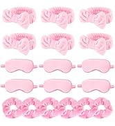 WHAVEL 18 Pcs Sleepover Party Supplies for Girls - Pink Party Favors Include 6 Spa Headband, 6 Si...