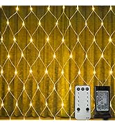 Christmas Net Lights Outdoor 9.8ft x 6.6ft 198 LED Mesh String Lights with Remote 8 Modes Plug in...