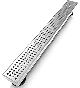 WEBANG 24 Inch Shower Linear Brushed Drain Rectangular Floor Drain with Accessories Square Hole P...