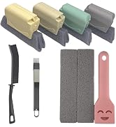 Portable Multi-Purpose Cleaning Kit, 4 Window Track Brushes, Corner Scraper, Detachable Window Gr...