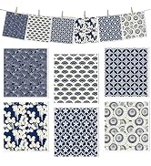 VISSTREE Swedish Dishcloths for Kitchen, 6 Pcs Reusable Blue Japanese Pattern Dish Cloths, Absorb...