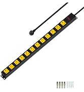 Metal 12 Outlet Mountable Power Strip, 2100J Surge Protector with Heavy Duty 10ft Extension Cord,...