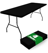 Moosfor Spandex 6 Foot Rectangle Table Cloth 4 Pack, Elastic Fitted Tablecloths for Picnic, Stret...