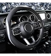 KAFEEK Bling Diamond Steering Wheel Cover Microfiber Leather Universal 15 inch Steering Wheel Pro...