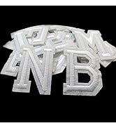 Iron on Letter Patches 52 Pieces,White Letter Patches Alphabet Embroidered Patch A-Z,for Hats Shi...