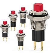 DIYhz Push Button Switch, Self-Locking Mini Switches Latching 10mm Round DC24V 0.5A Black Cap 5PCS
