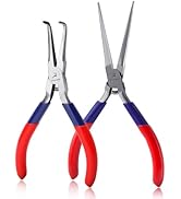 GOLD DEER 2PCS Mini Needle Nose Pliers Set Mini Long Nose Pliers and Bent Needle Nose Pliers Jewe...