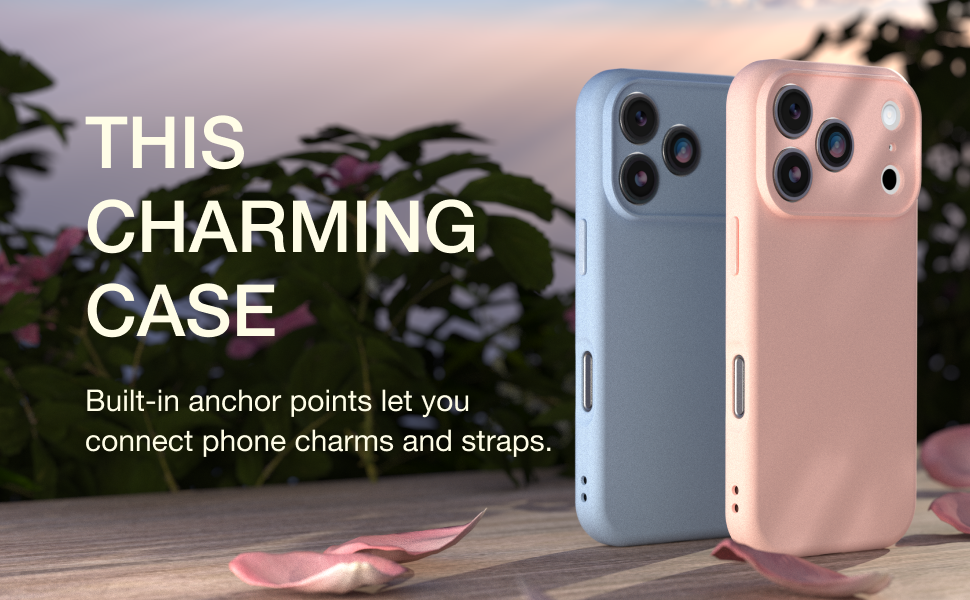 Built-in anchor points let you connect phone charms and straps.