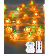 Fall Decorations 3D Pumpkin Fairy Lights Battery Operated 10FT 30LED Orange | Timer, 8 Modes, Rem...
