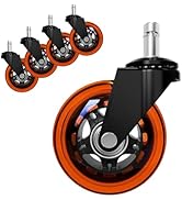 Office Chair Wheels Set of 5,11x22mm Heavy Duty Chair Casters for Hardwood Floor,Smooth Rolling R...