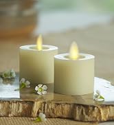 Luminara Flameless LED Tea Light Candle, 1.4" x 2", Pack of 2, Plastic Pearl Ivory, Real Flame, B...
