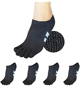 soxsense Cushion No Show Toe Socks For Women Five Finger Socks Low Cut Athletic Running Socks 4 P...