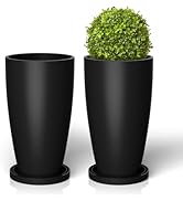 ZMTECH 21 Inch Tall Planters for Outdoor Plants Set of 2 Large Outdoor Planters for Outside Round...