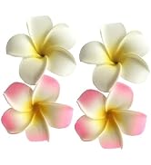 4 Pcs White and Pink Hawaiian Frangipani Plumeria Foam Head Flower Party Beach Hair Clip Hair Cli...