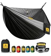 Camping Hammock with Mosquito Net, 600 lbs Portable Hammock with Tree Straps,2-in-1 Double/Single...