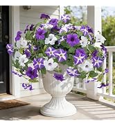 Ouddy Decor 3 Pcs Artificial Flowers for Outdoors Decorations, Fake Silk Petunias Flowers Faux Pl...