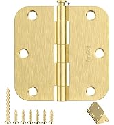AmzGod Door Hinges Satin Brass - 12 Pack Gold Door Hinges 3.5 Inch Rounded Interior Door Hinges w...