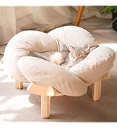 CHEERHOME PETS Elevated Cat Bed Wooden with Cushion Fluffy Pet Couch Sofa for Indoor Cats Raised ...