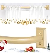 TVWOO Wrap Around Curtain Rods,Gold Curtain Rods for Windows 28 to 48 Inch,1 Inch Adjustable Blac...