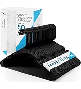 Beddora Plastic Hangers 50 Pack,Black Clothes Hangers for Closet Organization and Storage Space-S...